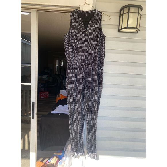 Gina Collective Black White Italian Sleeveless Jumpsuit, Size EU 42 US Large - Picture 2 of 13